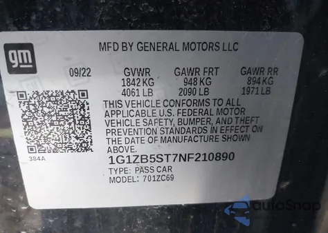 2022 Chevrolet Malibu Fwd Ls from USA, damaged, VIN 1G1ZB5ST7NF210890